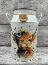 Load image into Gallery viewer, Highland cow churn - floral