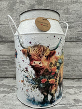 Load image into Gallery viewer, Highland cow churn - flowers