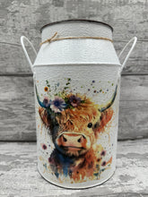 Load image into Gallery viewer, Highland cow churn - floral