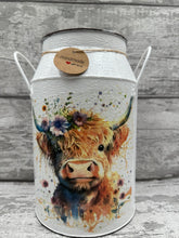 Load image into Gallery viewer, Highland cow churn - floral