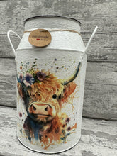 Load image into Gallery viewer, Highland cow churn - floral