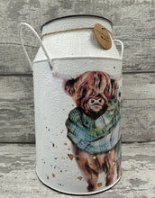 Load image into Gallery viewer, Highland cow churn - green tartan