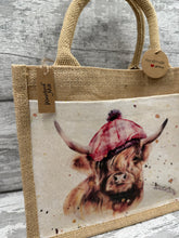 Load image into Gallery viewer, highland cow bag - pink tartan