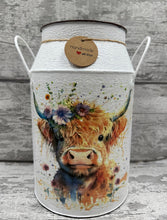 Load image into Gallery viewer, Highland cow churn - floral