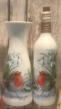 Load image into Gallery viewer, White robin vase & light up bottle