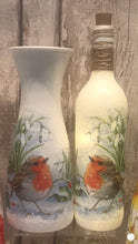 Load image into Gallery viewer, White robin vase & light up bottle