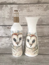 Load image into Gallery viewer, Owl vase and light up bottle set