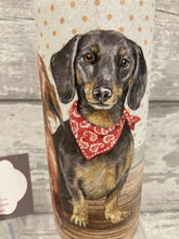 Load image into Gallery viewer, Black Dachshund red bandana vase & light up bottle