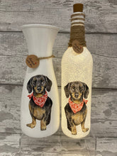 Load image into Gallery viewer, Black Dachshund red bandana vase & light up bottle