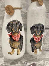 Load image into Gallery viewer, Black Dachshund red bandana vase & light up bottle