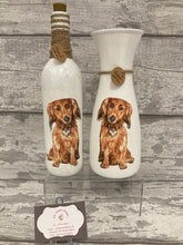 Load image into Gallery viewer, Brown dachshund vase & light up bottle