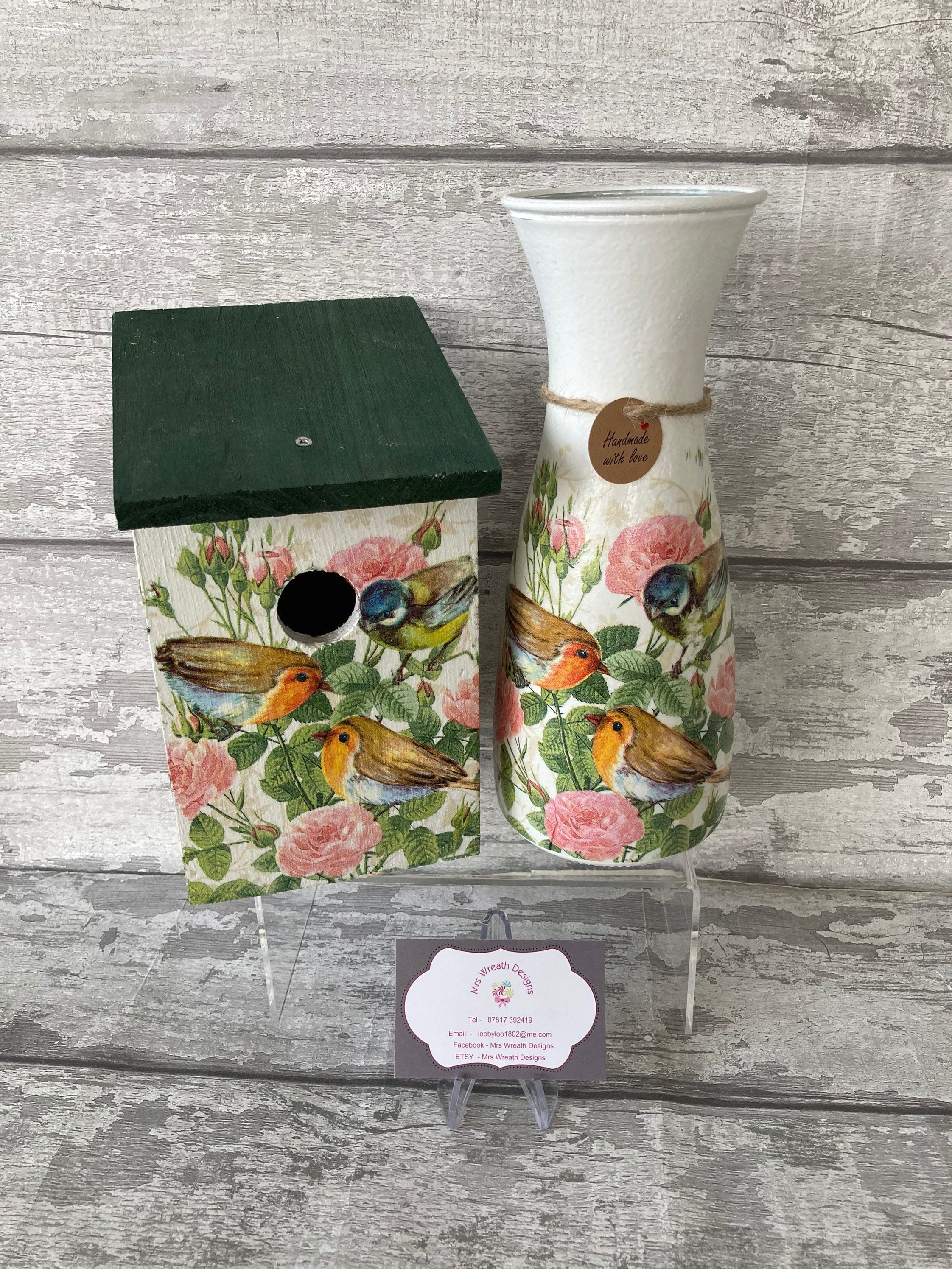Birds vase and bird box gift set – Mrs Wreath Designs Uk