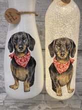 Load image into Gallery viewer, Black Dachshund red bandana vase & light up bottle