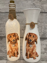 Load image into Gallery viewer, Brown dachshund vase & light up bottle