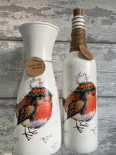 Load image into Gallery viewer, Robin in hat vase and light up bottle set