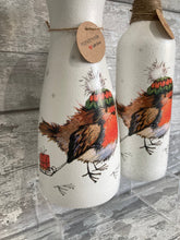 Load image into Gallery viewer, Robin in hat vase and light up bottle set