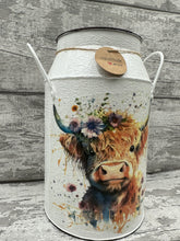 Load image into Gallery viewer, Highland cow churn  - floral
