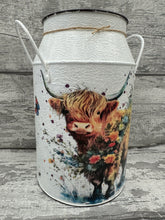 Load image into Gallery viewer, Highland cow churn  - flowers
