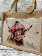 Load image into Gallery viewer, highland cow bag - pink tartan
