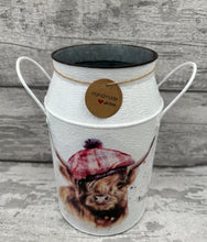 Load image into Gallery viewer, Highland cow churn - pink tartan
