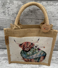 Load image into Gallery viewer, Highland cow bag - green tartan
