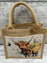 Load image into Gallery viewer, Highland cow bag - flowers
