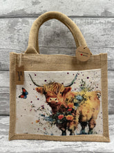 Load image into Gallery viewer, Highland cow bag - flowers
