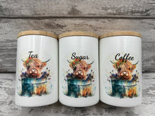 Load image into Gallery viewer, Highland cow canister set - bath tub
