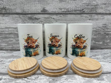 Load image into Gallery viewer, Highland cow canister set - bath tub
