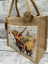 Load image into Gallery viewer, Highland cow bag - flowers
