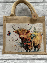 Load image into Gallery viewer, Highland cow bag - flowers
