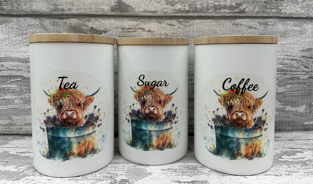 Highland cow canister set - bath tub