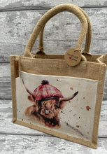 Load image into Gallery viewer, highland cow bag - pink tartan
