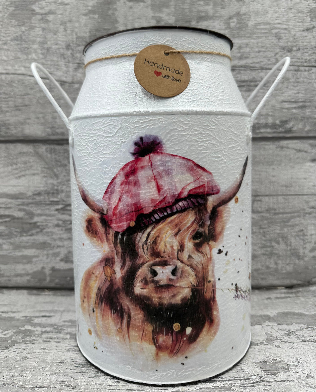 Highland cow churn - pink tartan