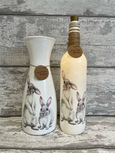 Load image into Gallery viewer, White rabbit vase and light up bottle set
