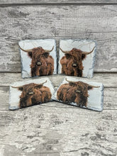 Load image into Gallery viewer, Highland cow slate coasters
