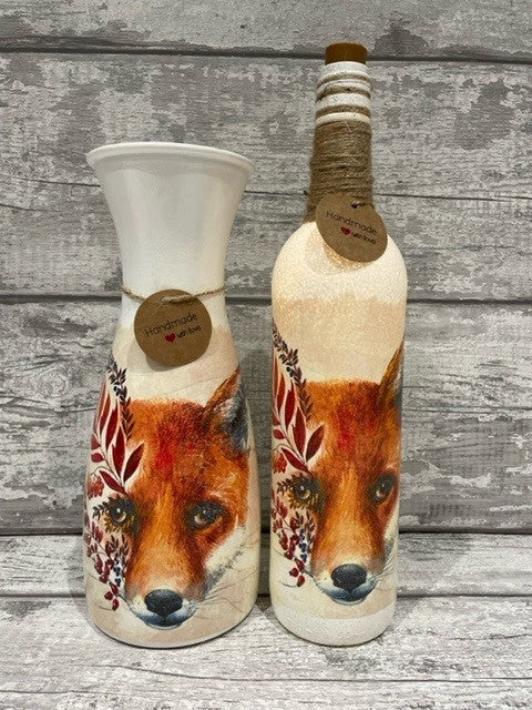 Fox face vase and light up bottle gift set