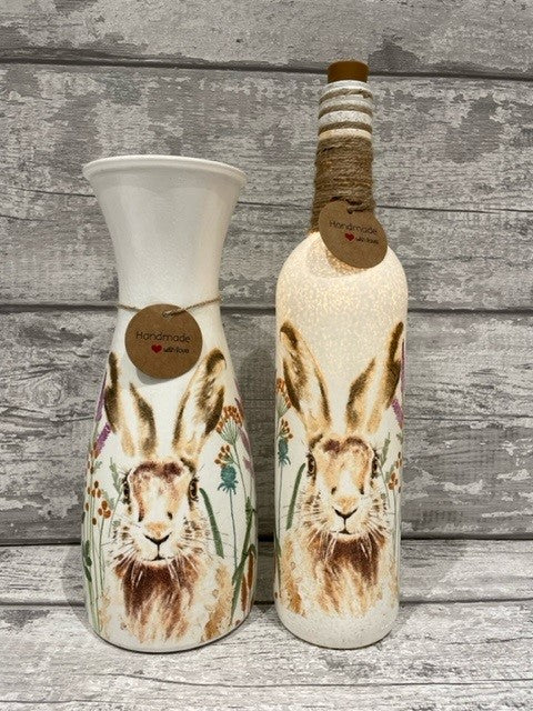 Hare floral vase and light up bottle