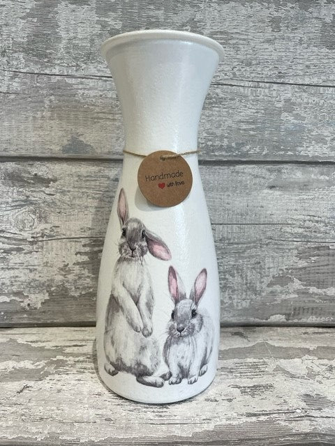 White rabbit vase