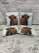 Load image into Gallery viewer, Highland cow slate coasters
