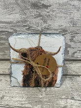 Load image into Gallery viewer, Highland cow slate coasters
