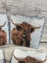 Load image into Gallery viewer, Highland cow slate coasters
