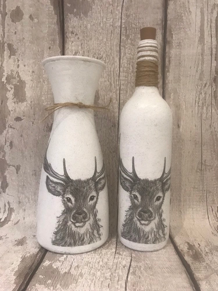 Stag light up bottle and matching vase