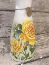 Load image into Gallery viewer, Rose vase - yellow rose, decoupage, gift
