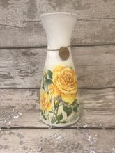 Load image into Gallery viewer, Rose vase - yellow rose, decoupage, gift
