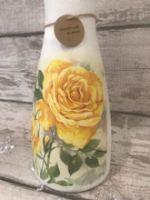 Load image into Gallery viewer, Rose vase - yellow rose, decoupage, gift
