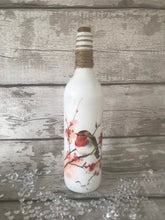 Load image into Gallery viewer, Robin in tree light up bottle
