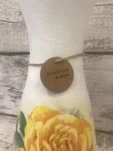 Load image into Gallery viewer, Rose vase - yellow rose, decoupage, gift
