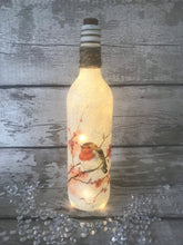 Load image into Gallery viewer, Robin in tree light up bottle
