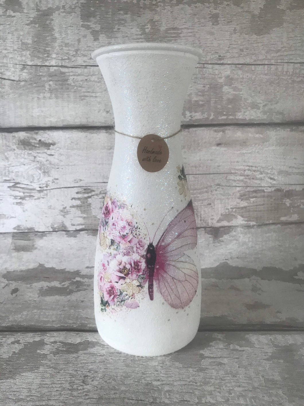 Pink butterfly vase